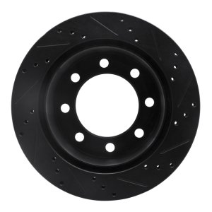 Dodge Ram 2500 Brake Rotor (1) - Rear Left - R1 Concepts - Drilled & Slotted - Black - `00-`02